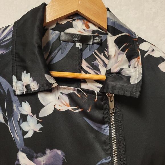 Missguided Black Floral Zip Up Duster Jacket Women's 2 Party Resort Vacation - Picture 4 of 11